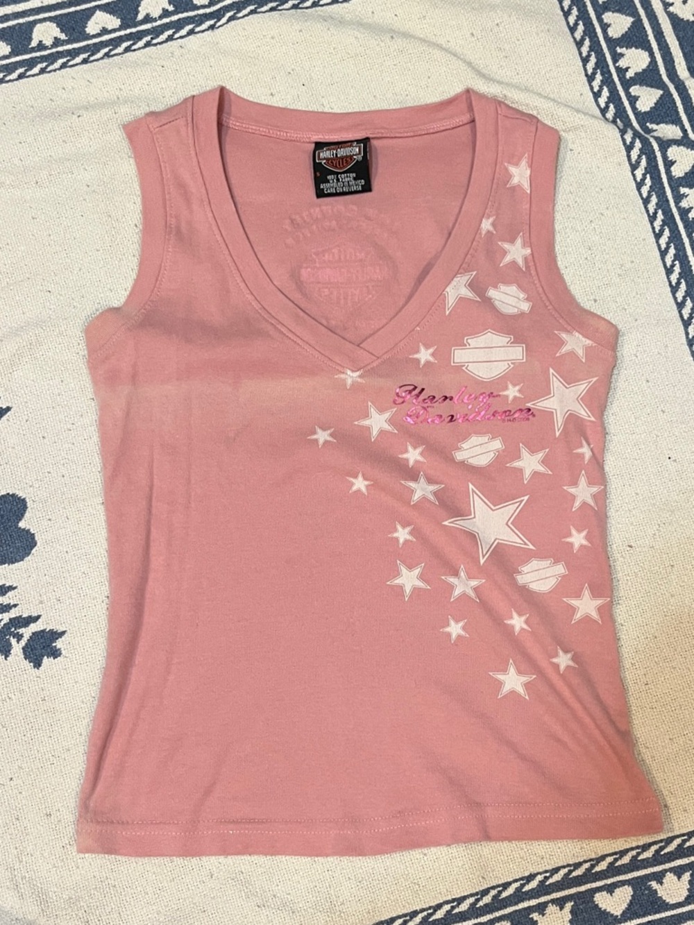Harley-Davidson Pink vneck star graphic logo Tank